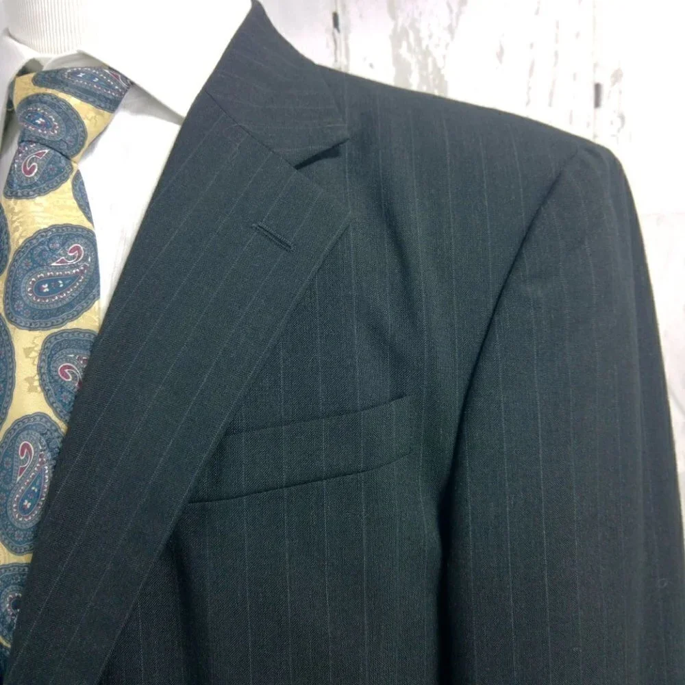 David Taylor Charcoal Striped Suit Blazer 42L